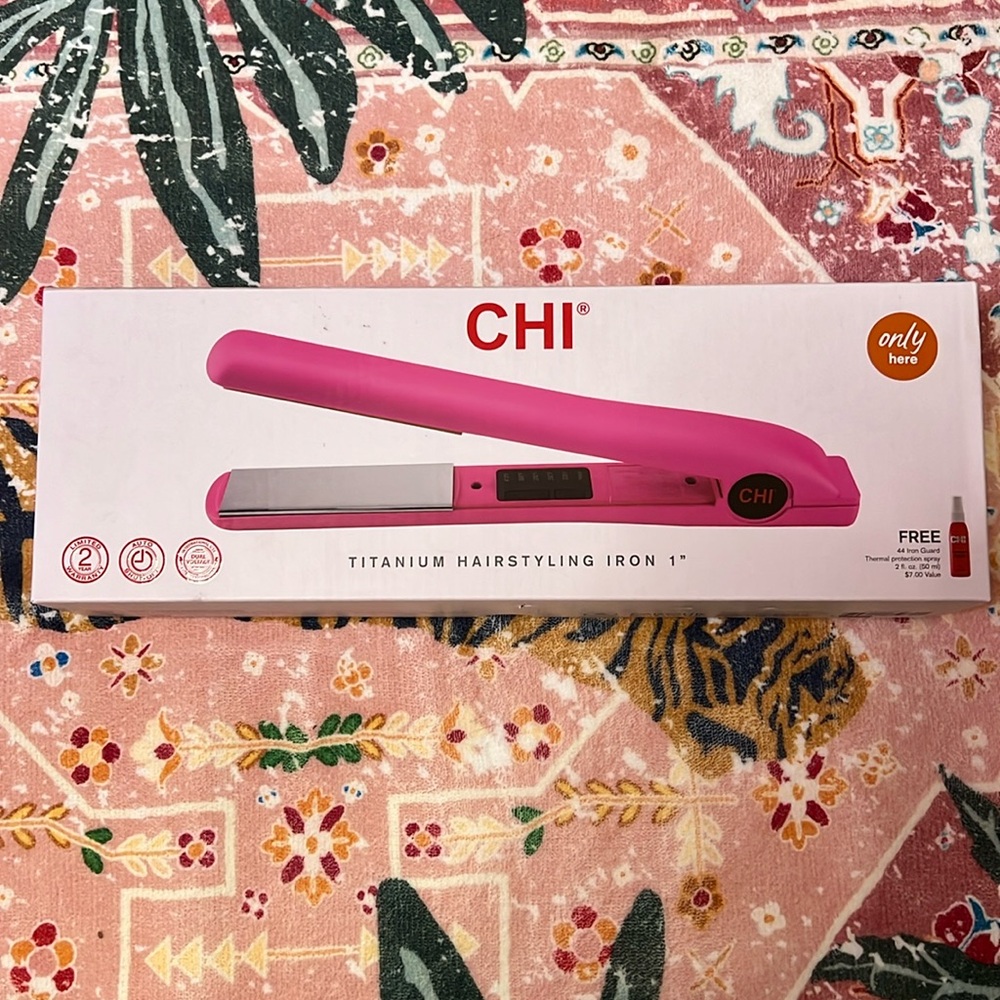 CHI Titanium Hairstyling Iron 1” hot pink straightener flat iron NIB